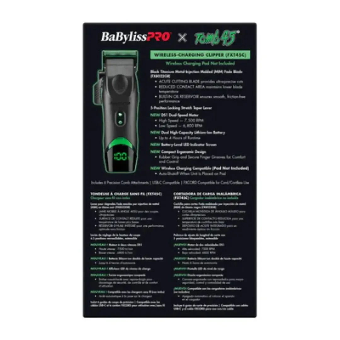 Wireless Charging Clipper Black Titanium With Mim Fade Blade - FXT45C - Image 10