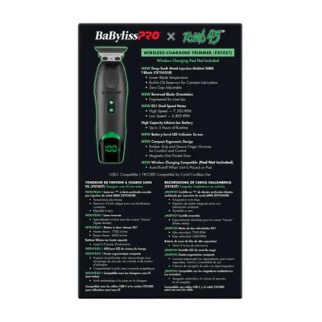 Wireless Charging Trimmer Black With Deep Tooth Mim T-Blade - FXT45T - Image 11